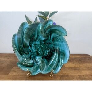 Vintage Blue Mountain‎ Pottery Canada Large Drip Glaze Swirl Bowl MCM Ceramic
